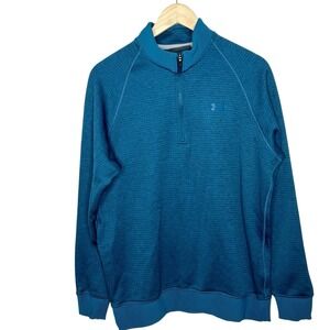 Under Armour Coldgear 1/4 Zip Fleece Pullover Jacket Blue Mens L Loose Stretch